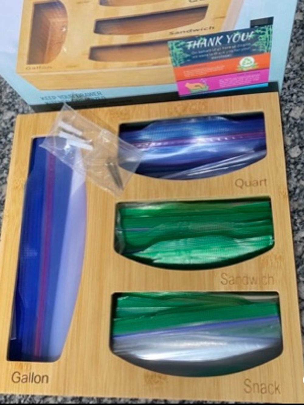 Bamboo plastic bags organizer dispenser wall mount or drawer. Perfect 🎁!!